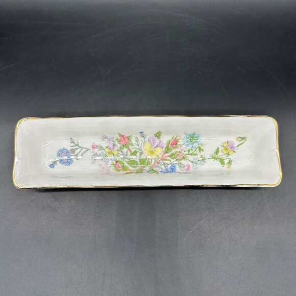 Vintage Mint Tray Aynsley England Wild Tudor Bone China Floral Trinket Dish - Picture 2 of 9